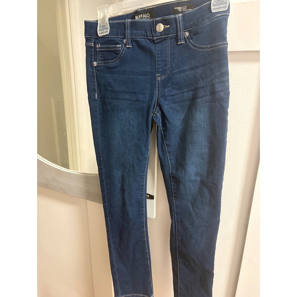 Buffalo David Bitton Girls Size 12 Convertible Skinny Jeans Dark Wash Mid Rise